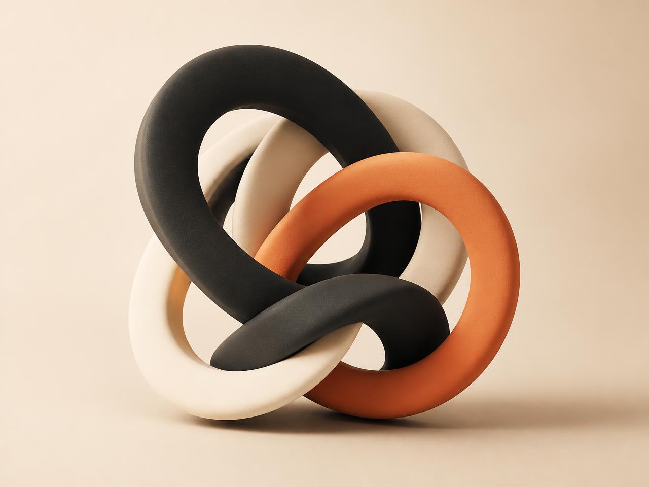 Abstract 3D sculpture of interlocking rings